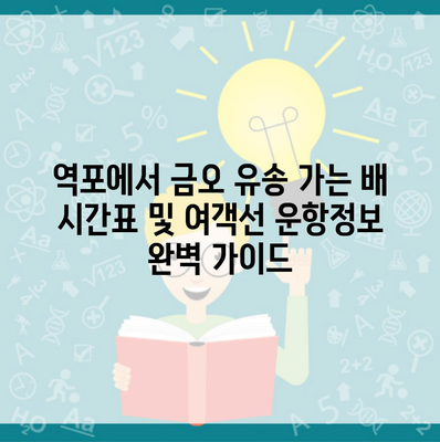 역포에서 금오 유송 가는 배 시간표 및 여객선 운항정보 완벽 가이드