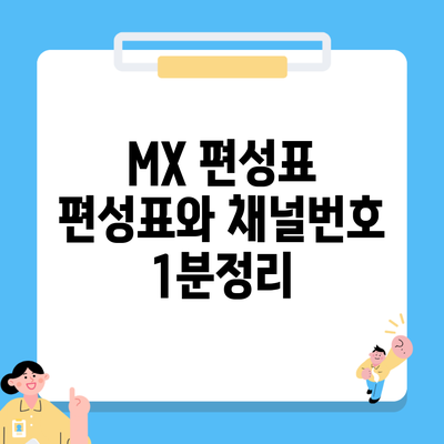 MX 편성표 편성표와 채널번호 1분정리