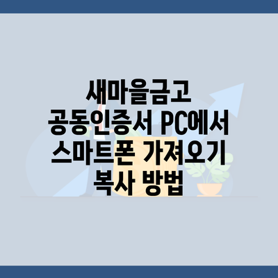 새마을금고 공동인증서 PC에서 스마트폰 가져오기 복사 방법