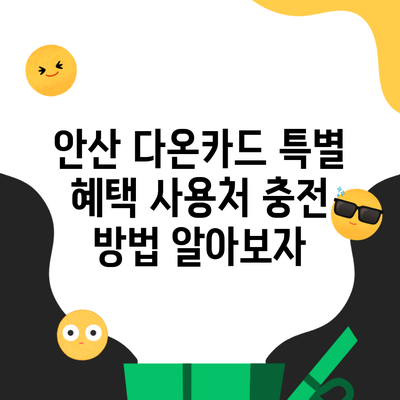 안산 다온카드 특별 혜택 사용처 충전 방법 알아보자