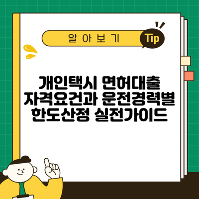 개인택시 면허대출 자격요건과 운전경력별 한도산정 실전가이드