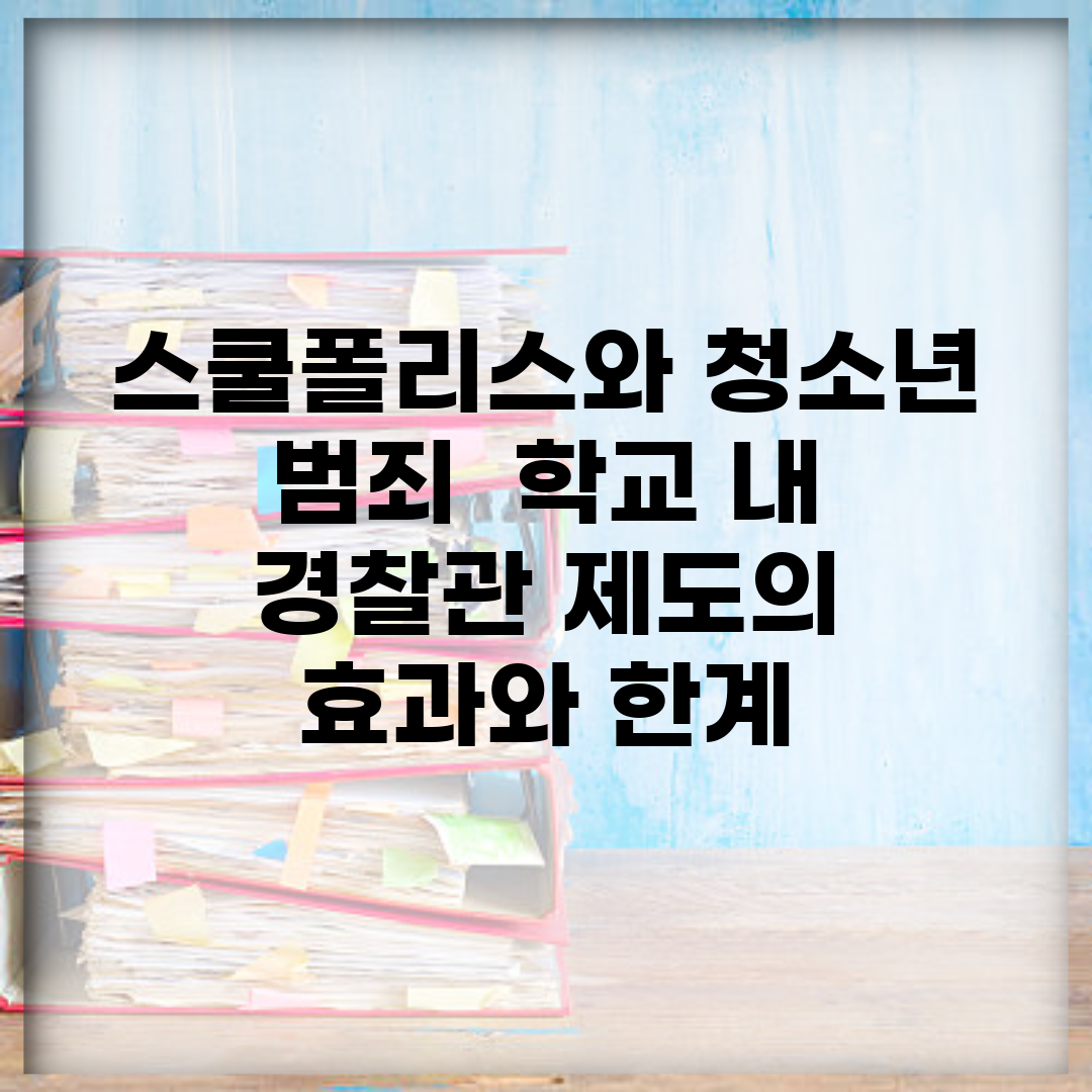 스쿨폴리스와 청소년 범죄 | 학교 내 경찰관 제도의 효과와 한계