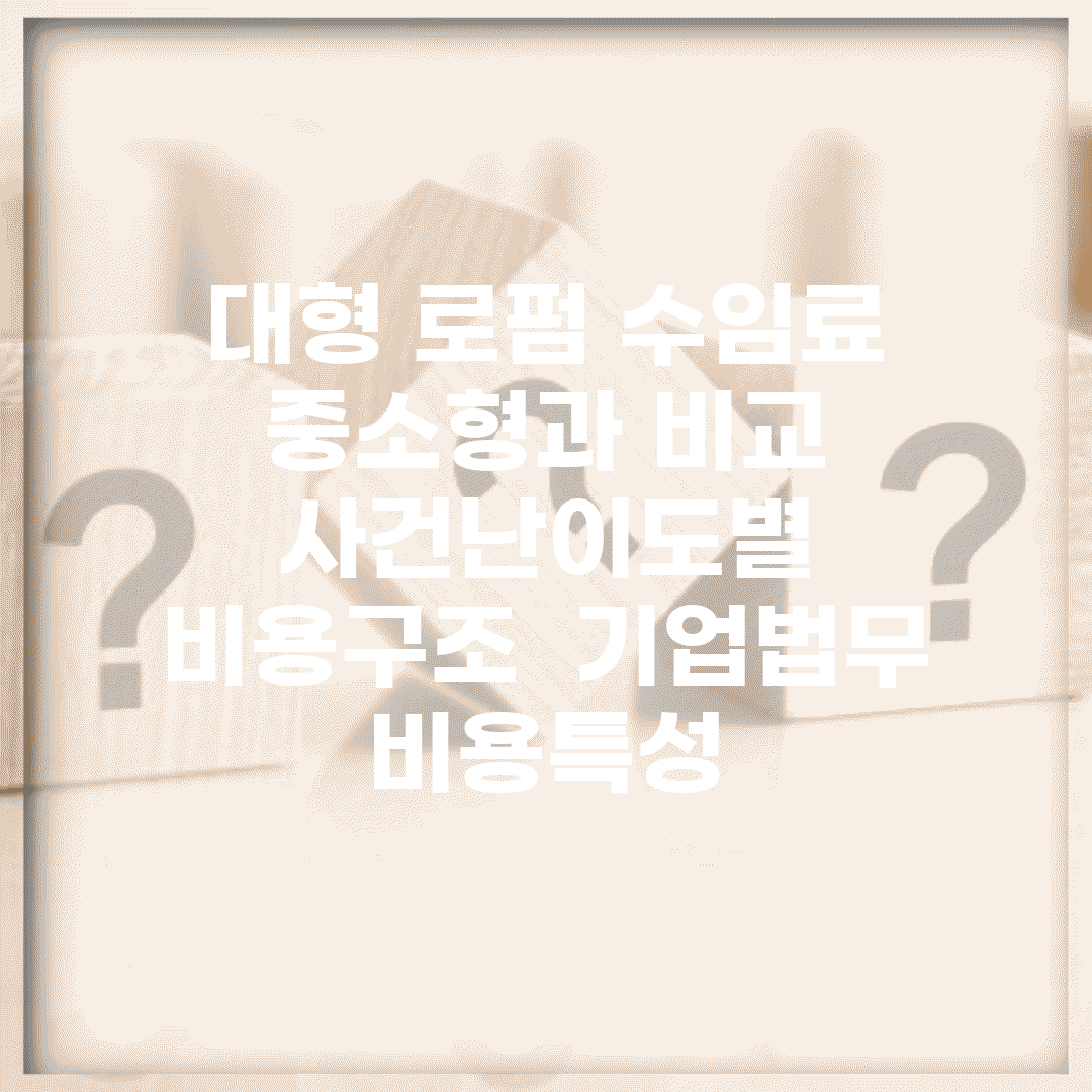 대형 로펌 수임료 중소형과 비교 | 사건난이도별 비용구조 | 기업법무 비용특성