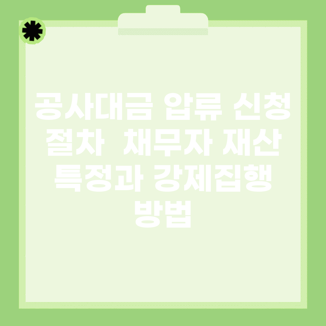 공사대금 압류 신청 절차 | 채무자 재산 특정과 강제집행 방법