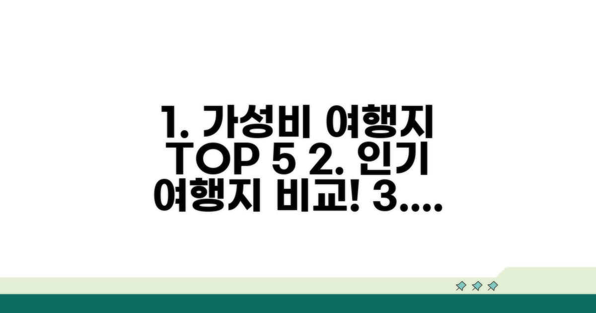 가성비 좋은 인기 여행지 비교